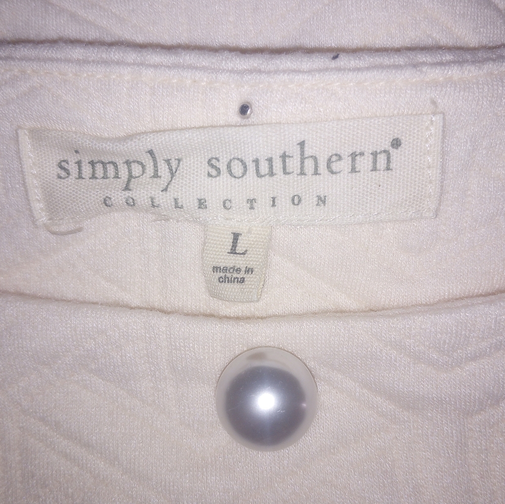 Simply Southern Cream Quilted Dress W Pearl & Rhinestones Sizes L, XL NWOT - Picture 5 of 10